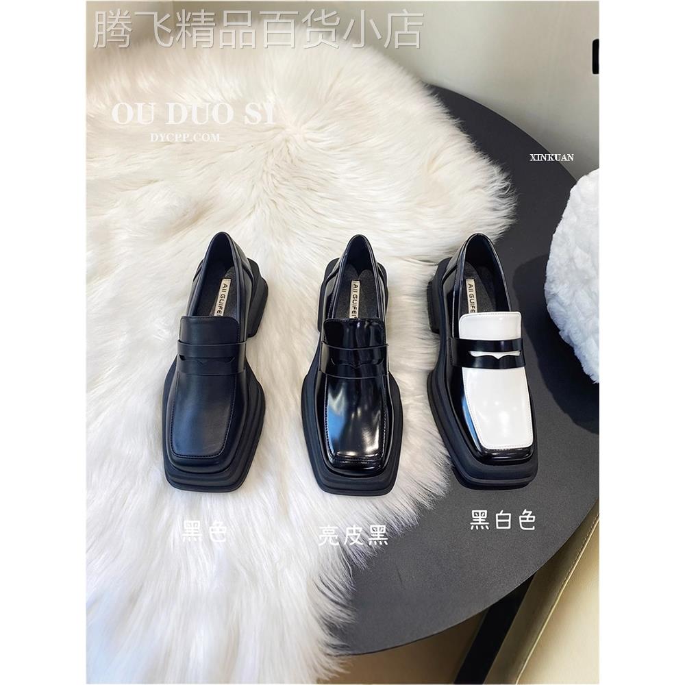 香港MK&DK.SW真皮覆古单鞋2025秋季女款新款英伦风黑色百搭乐福鞋