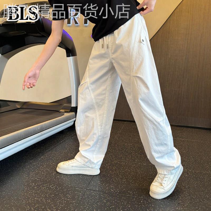 高端纯棉弯刀休闲裤男士夏季薄款2026新款户外运动宽松直筒哈伦裤