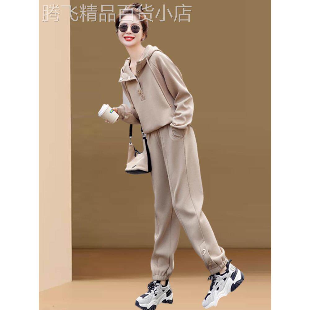 休闲时尚运动套装女2025春秋新款洋气大码胖mm欧货卫衣卫裤两件套
