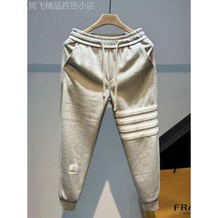 香港专柜四条杠运动裤男宽松束脚男裤子美式高街潮流纯棉休闲卫裤