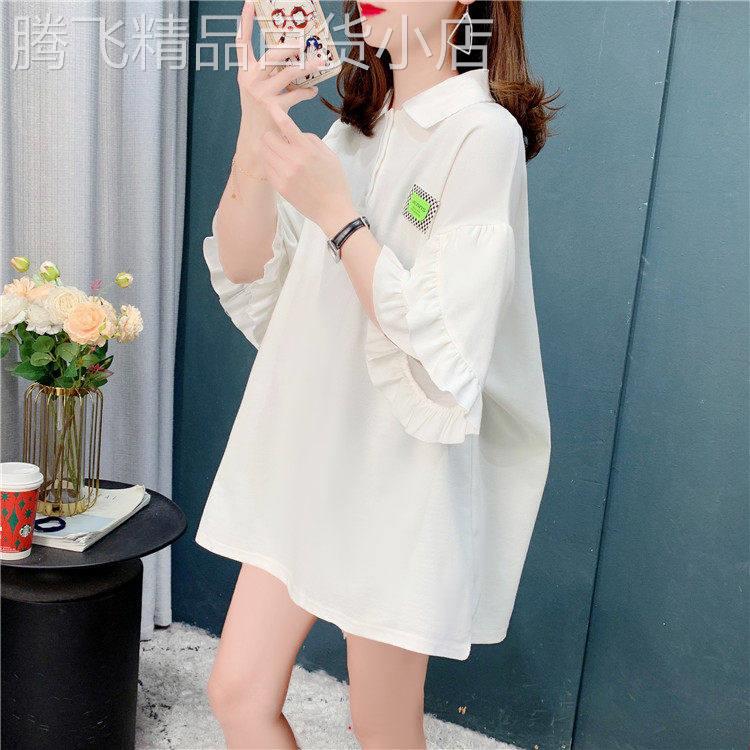 大尺码翻领短袖t恤女装上衣2026夏季韩版宽松中长版网红Polo衫ins