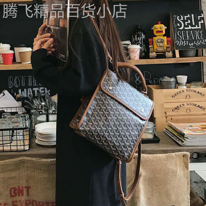 轻奢真皮双肩揹包女款2025新款大容量英伦风洋气狗牙包