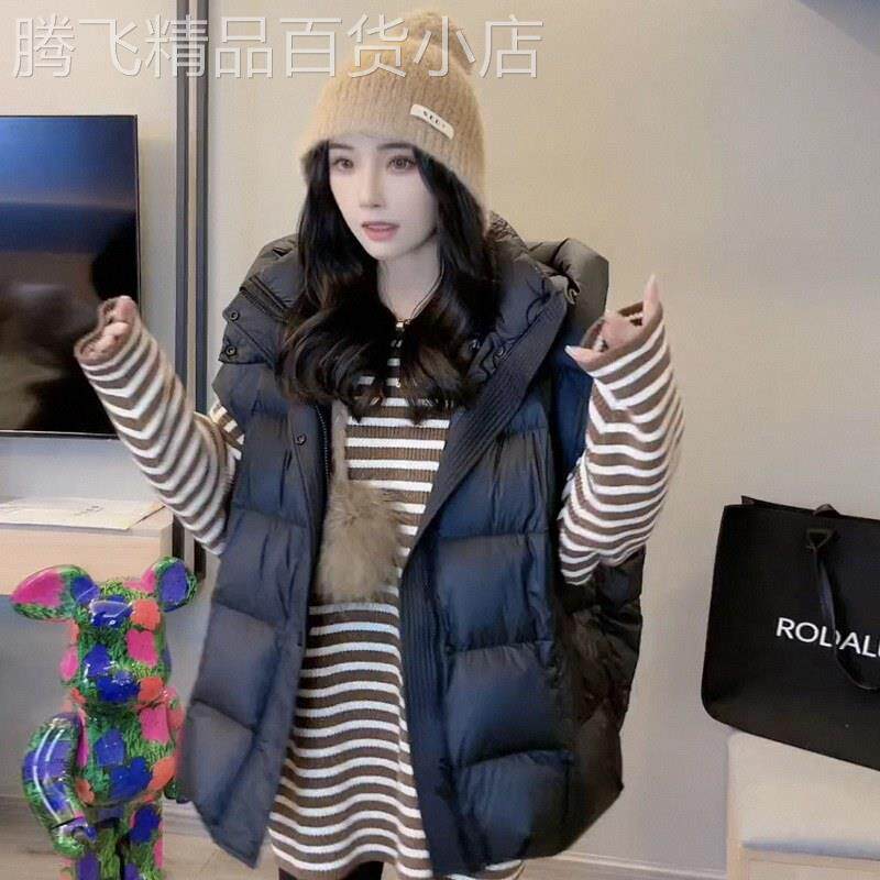 马甲女式冬季2025欧货爆款时尚潮流外穿羽绒棉服背心连帽马夹外套