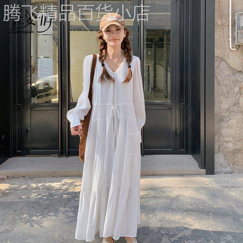 法式白色连衣裙女春秋2026新款绝美温柔风海边度假初恋仙女裙子
