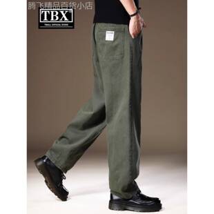阔腿直筒纯棉休闲裤男士春秋季2025新款大码工装裤子男款冬装加绒