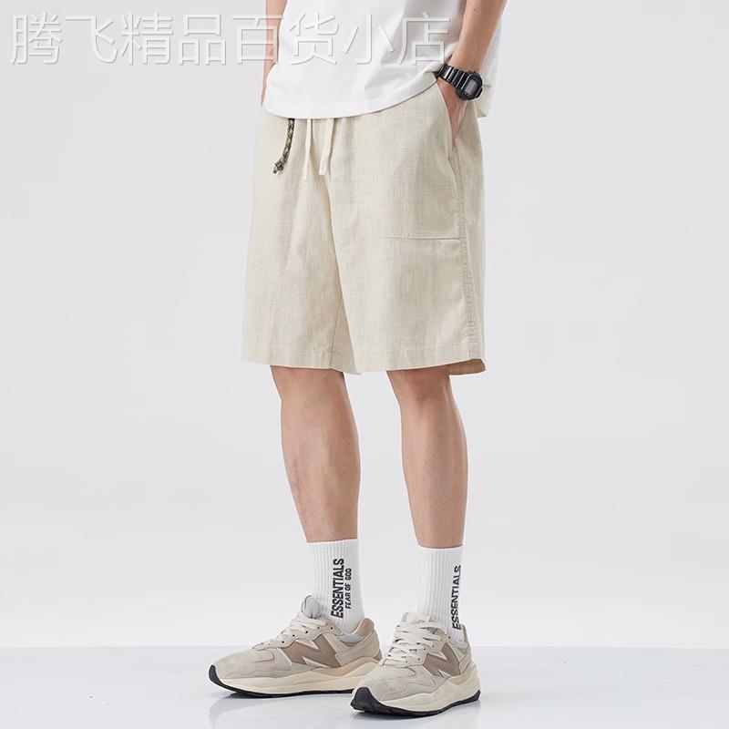 新款夏季日系复古棉麻短裤男宽松百搭美式潮流休闲五分裤高端精品
