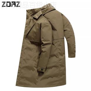 ZOAZ男士羽绒服中长款2025新款冬季加厚保暖假两件立领风衣外套男
