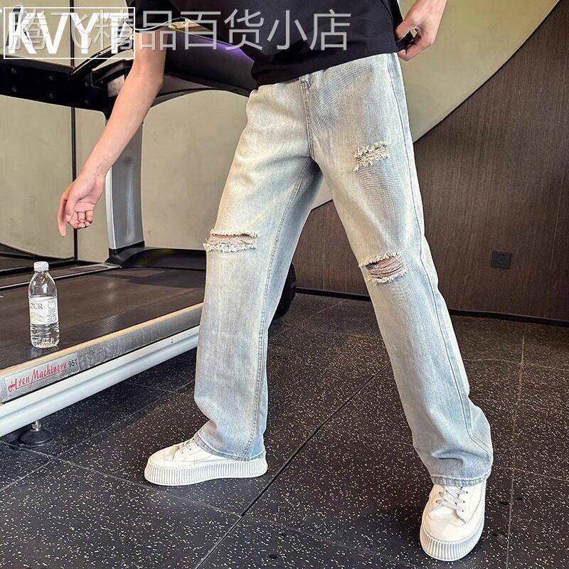 牛仔裤男款水洗复古破洞乞丐裤2026年春季新款高级感休闲运动长裤