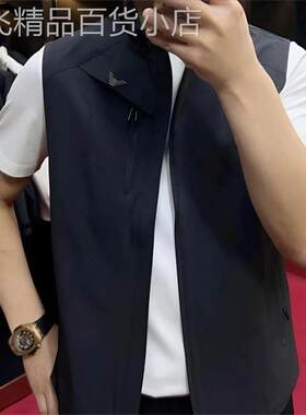 高端2026春季男士商务休闲百搭立领马甲修身软壳坎肩夹克外套上衣