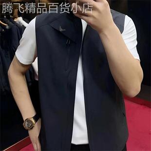 高端2026春季男士商务休闲百搭立领马甲修身软壳坎肩夹克外套上衣