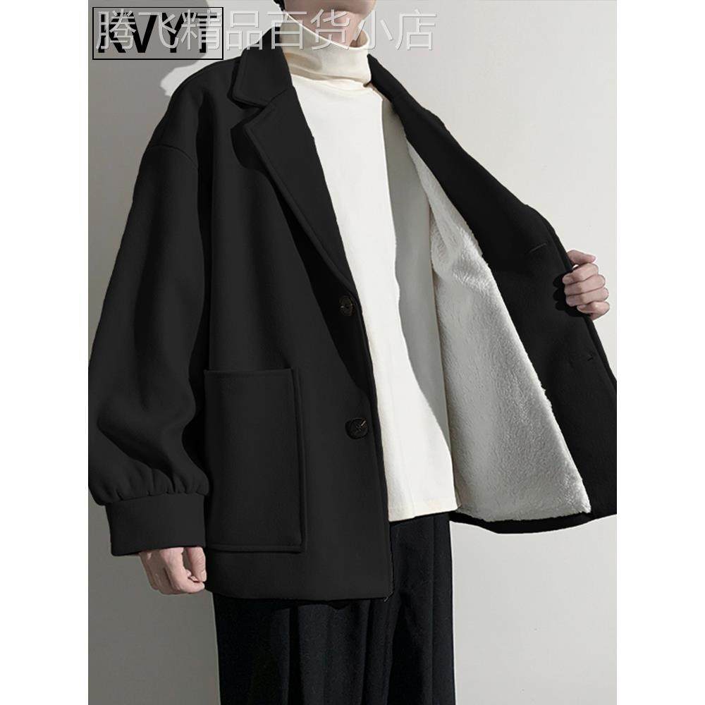 男士2025超火羊羔绒外套冬季高级感短款风衣男款加厚保暖毛呢大衣