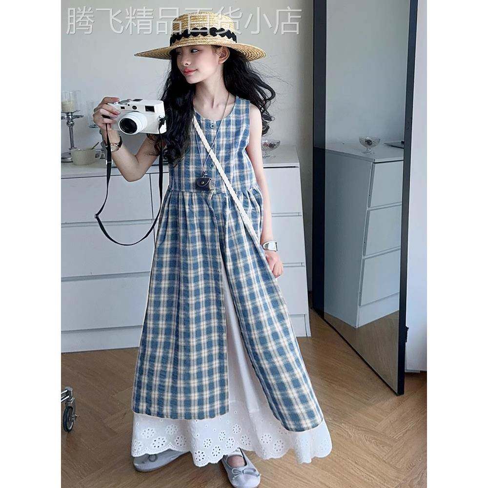 法国Uamtor女童韩系裙子夏季2025新款儿童慵懒风连衣裙女大童