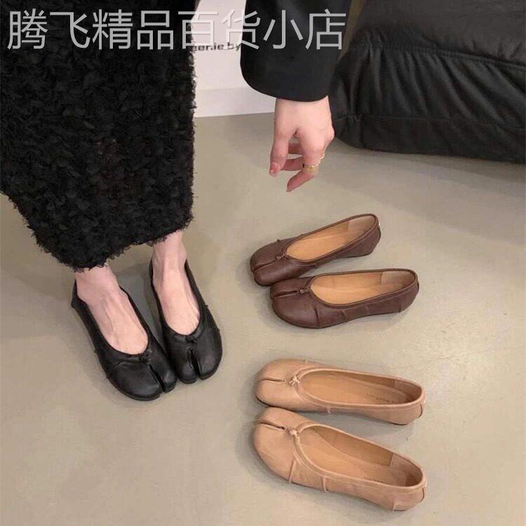 香港小众分趾猪蹄鞋女鞋子2025新款秋季马蹄猪脚鞋一脚蹬豆豆单鞋