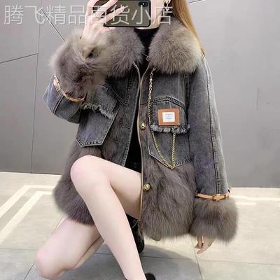 香港大码保暖派克服女2024冬新款环保狐狸毛皮草大衣羽绒棉服外套
