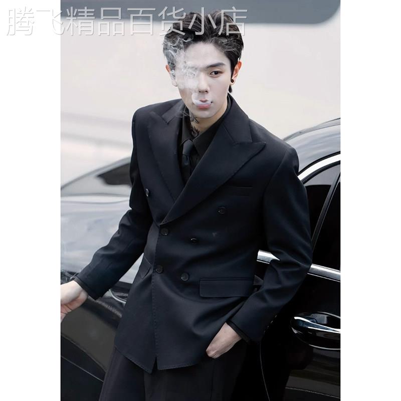 轻奢痞帅炸街双排扣西装外套男高级感婚礼英伦风雅痞潮牌西服外套