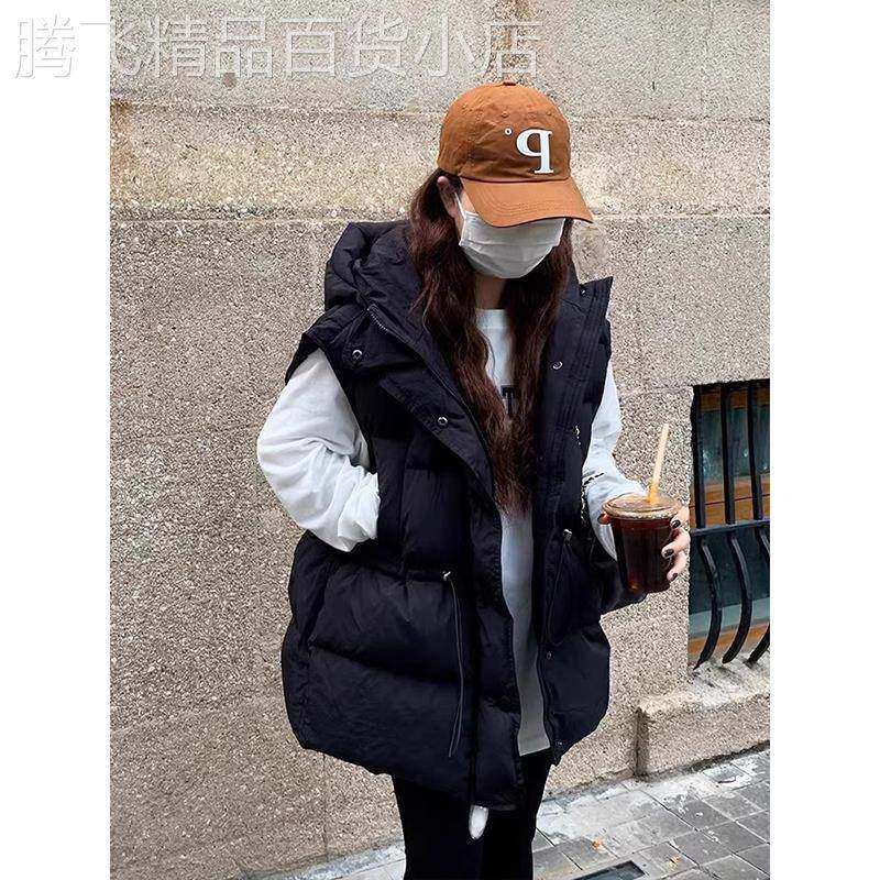 2024秋冬新款中长款羽绒马甲女90白鸭绒外穿马夹背心宽松坎肩外套