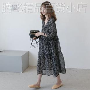 碎花雪纺长裙时尚 新款 款 大码 孕妇春装 孕妇裙春夏季 连衣裙2025夏装