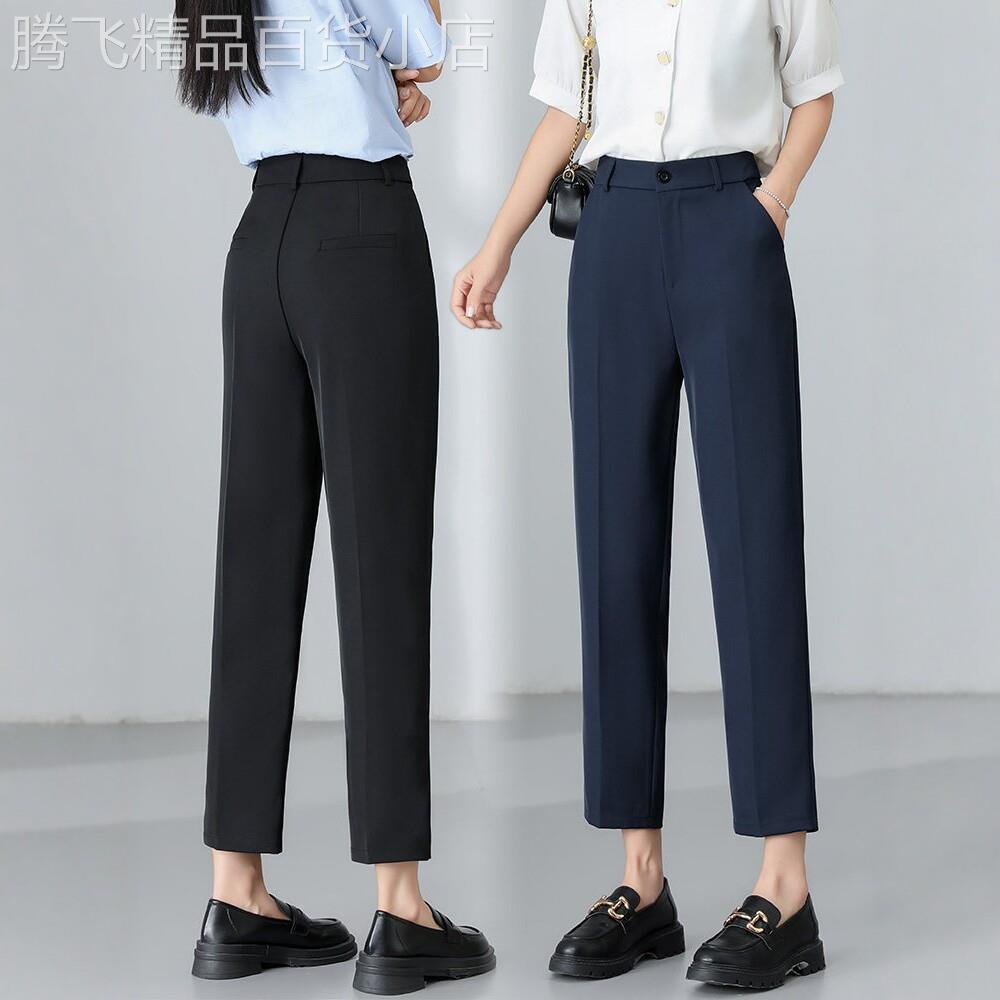 专柜黑色西装裤女职业正装春夏薄款通勤工作裤小个子九分烟管西裤