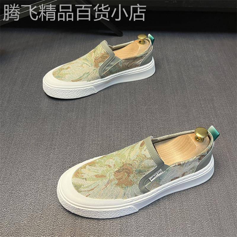 男鞋子夏季透气2026新款潮流帆布鞋休闲运动板鞋一脚蹬驾车乐福鞋