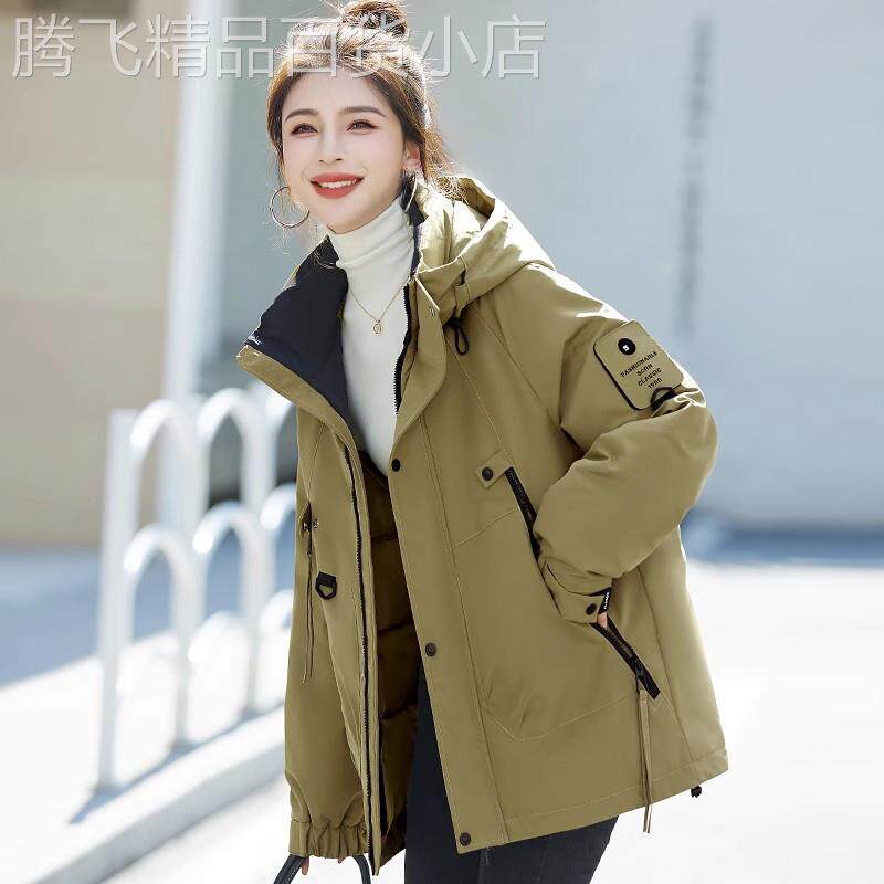 欧洲站冲锋衣女款2025冬新款美式宽松派克服工装羽绒棉服加厚外套