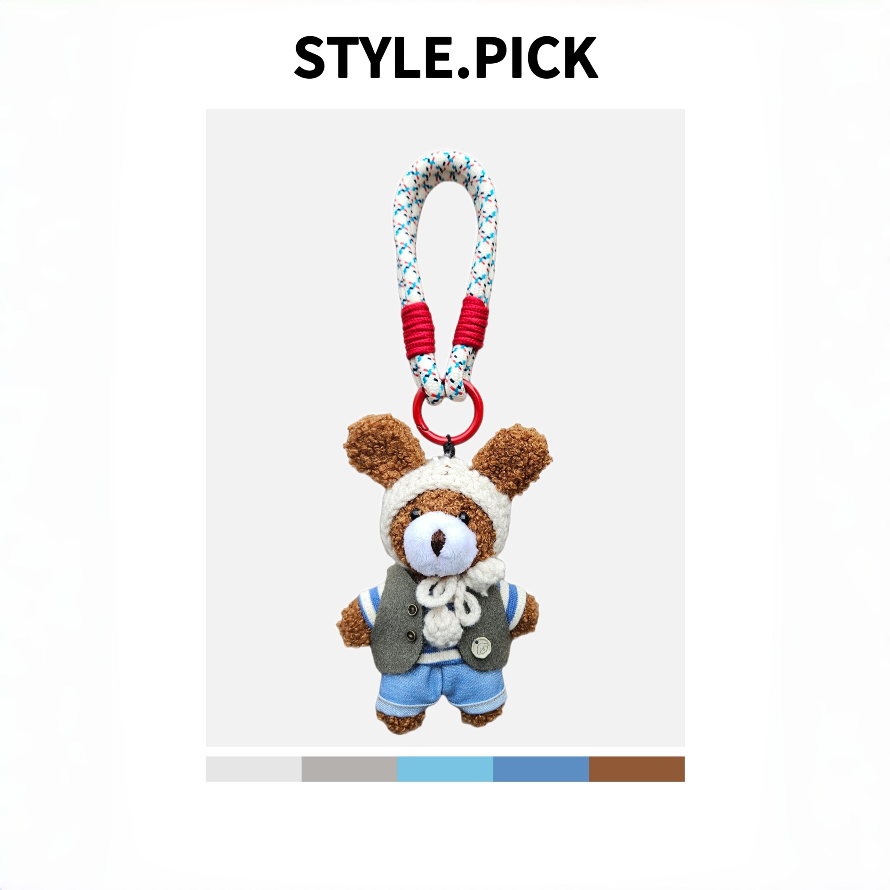 原创背带裤牛仔裤小熊包挂件