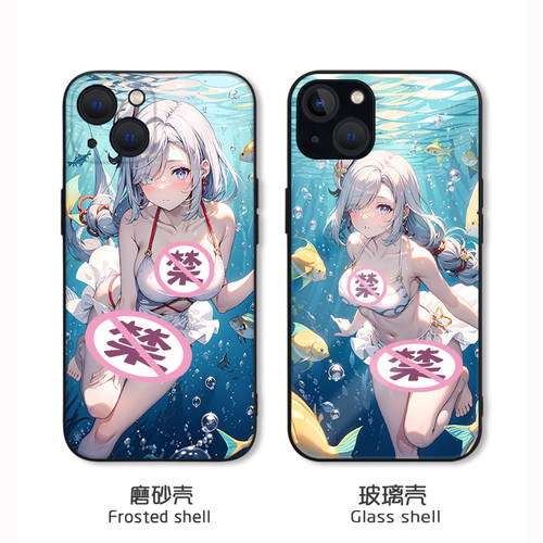 磨砂硅胶软壳申鹤卡通性感玻璃壳