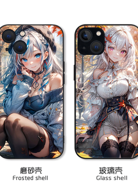 二次元手机壳苹果15pro唯美iPhone14promax适用vivoiQOO真我GTNEO5卡通OPPOReno7华为P40小米12红米note13Pro