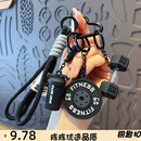 手工健身运动风钥匙扣挂饰女创意杠铃miu系包包挂件情侣钥匙链