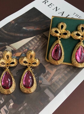 复古宫廷风如意结透亮紫色耳饰镀