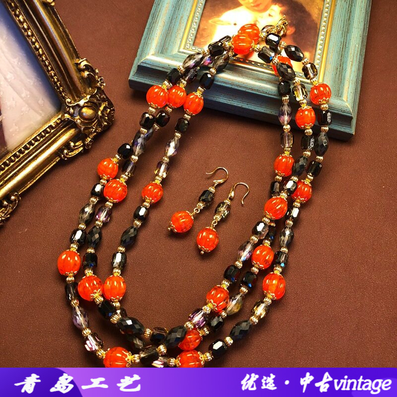 中古vintage西洋复古欧美项链耳