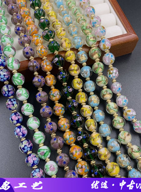 嵌花复古文艺项链手烧琉璃内嵌花