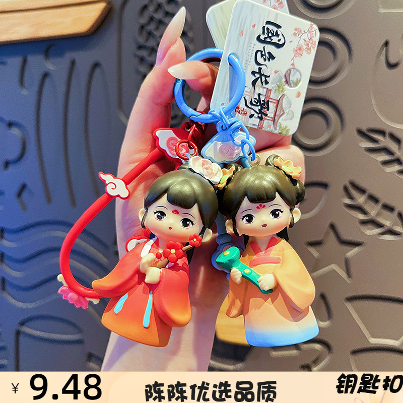 三颗柚钥匙扣原创国色长歌钥匙