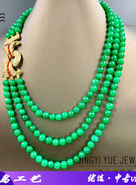 多层民族风项链绿色圆珠优雅饰品