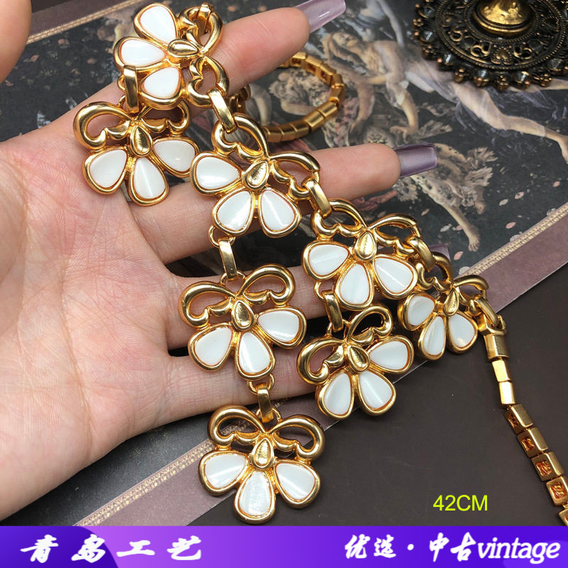 中古vintage饰品甜美风白色花朵