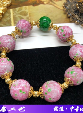 清新甜美风套装樱花粉蛙皮琉璃串