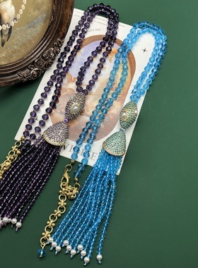 青岛vintage串珠手工蓝色紫色优