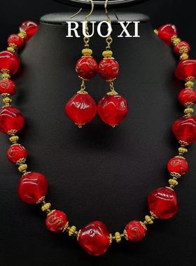 若曦vintage复古宫廷风南国红螺