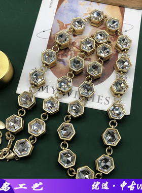 vintage饰品菱形项链毛衣链项链