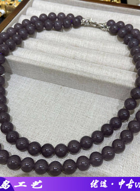 新中式灰色眼石手工串珠项链小众INS风复古法式双层叠戴颈