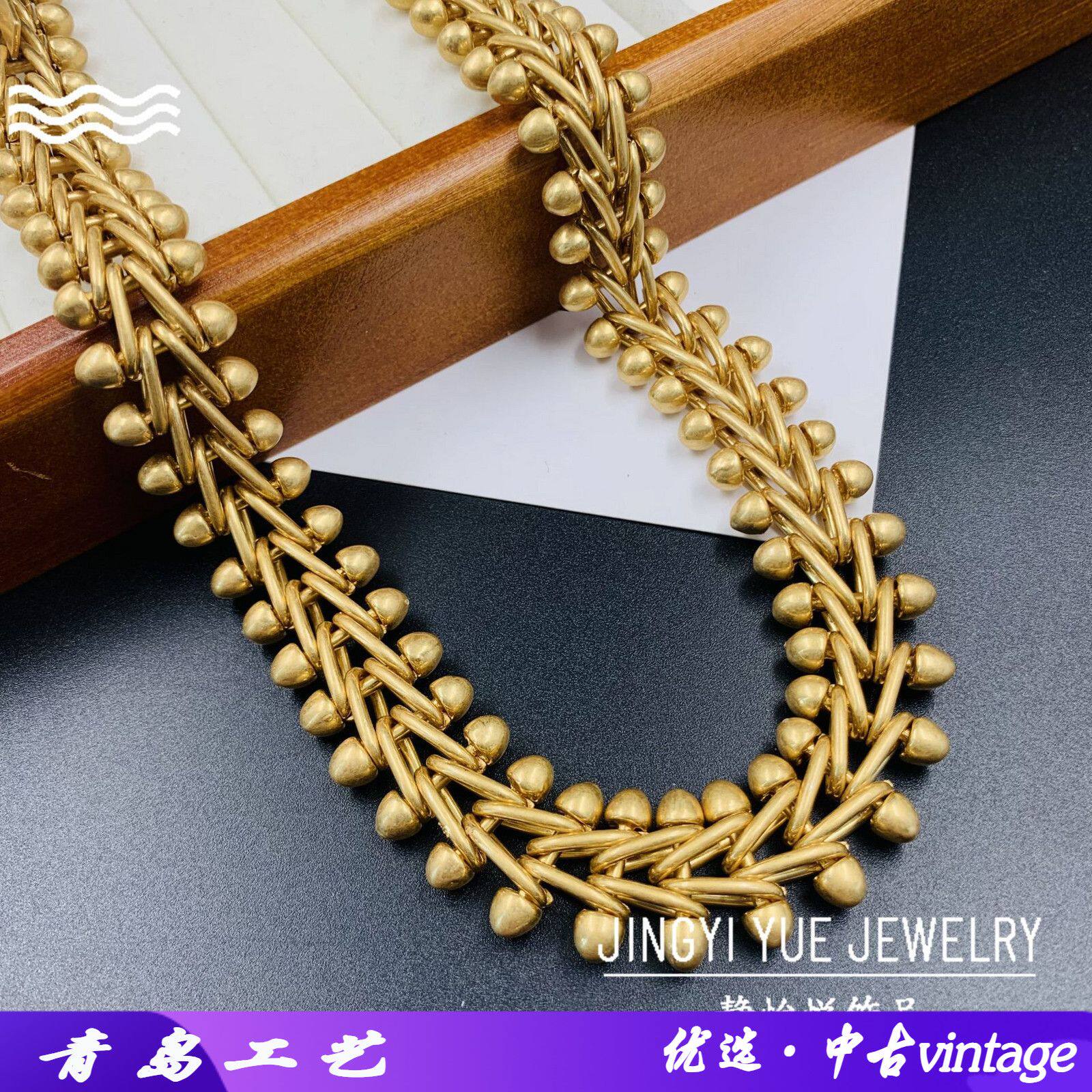 中古vintage设计感宽链条项链冷淡风潮酷项链男女款轻奢金属项链