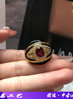 中古vintage戒指镶钻玫紫色宝石