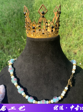 琉璃圆珠链中古西洋古董回流项链