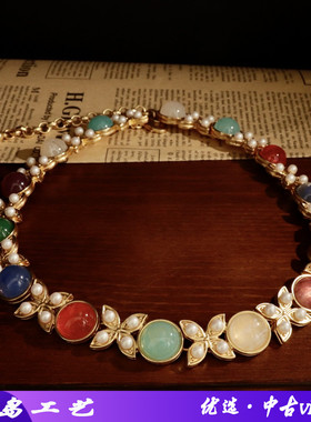 vintage夏季新款彩色树脂蝴蝶项