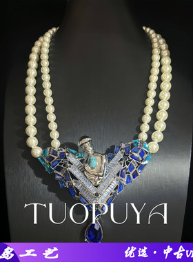 vintage爱心吊坠项链优雅气质莱