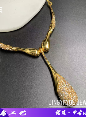 欧美不规则水滴吊坠小众设计感闪