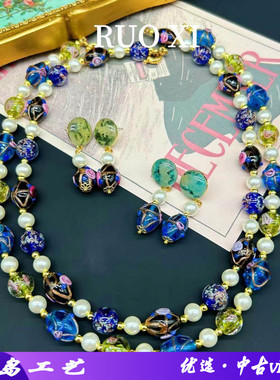 vintage深色秋冬款琉璃西洋项链