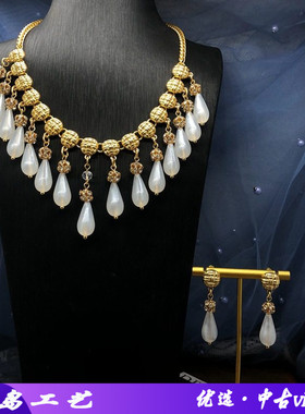 vintage饰品设计感新款白色水滴