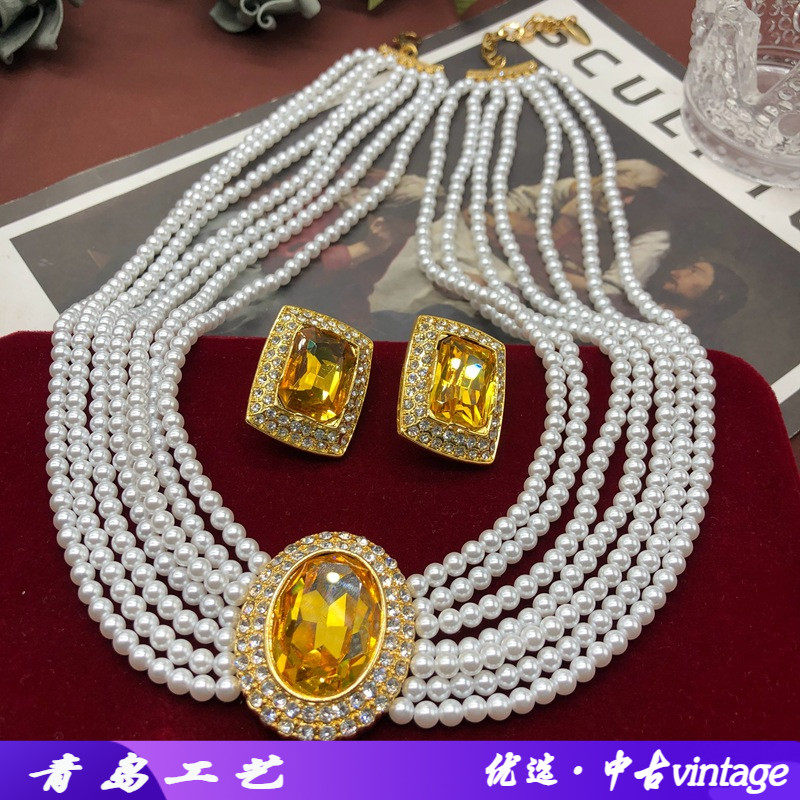 中古重工西洋风香槟色切面宝石钻