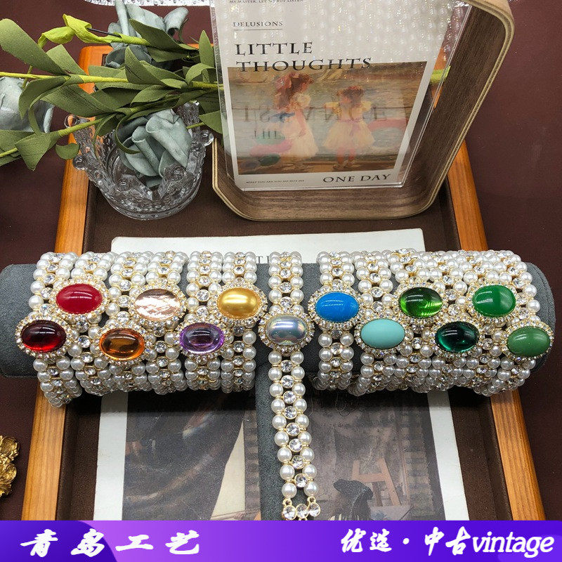 欧玛拉饰品中古vintage灰手链