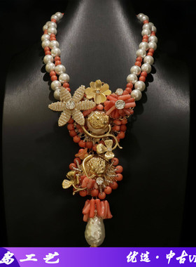 复古宫廷风手工编织重工项链两戴